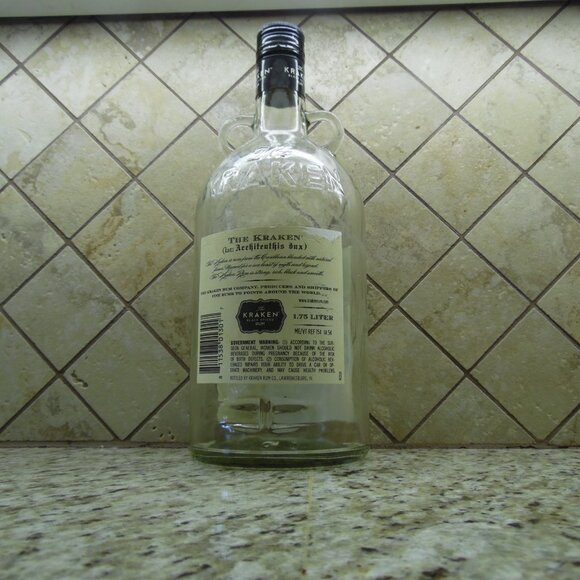 THE KRAKEN EMPTY 1.75 liter RUM BOTTLE DOUBLE HANDLE - Picture 4 of 5